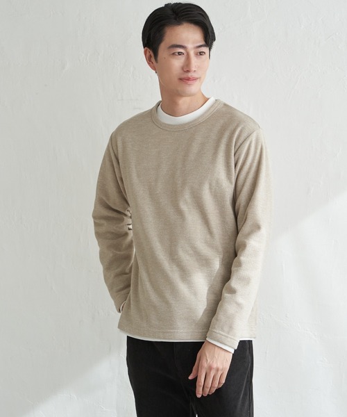 ikka（イッカ）の「【2点セット】メランジ裏起毛インナーセット（アンサンブル・メンズ・ベージュ/ネイビー/ピンク/グリーン/ブラック・M/L/XL/S）」の22枚目の写真