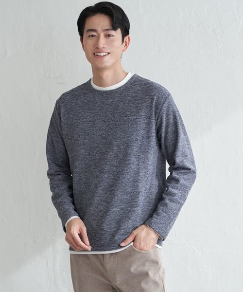 ikka（イッカ）の「【2点セット】メランジ裏起毛インナーセット（アンサンブル・メンズ・ベージュ/ネイビー/ピンク/グリーン/ブラック・M/L/XL/S）」の9枚目の写真