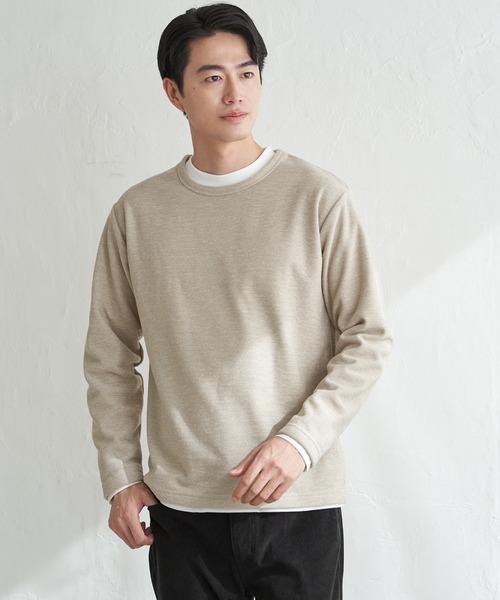 ikka（イッカ）の「【2点セット】メランジ裏起毛インナーセット（アンサンブル・メンズ・ベージュ/ネイビー/ピンク/グリーン/ブラック・M/L/XL/S）」の7枚目の写真