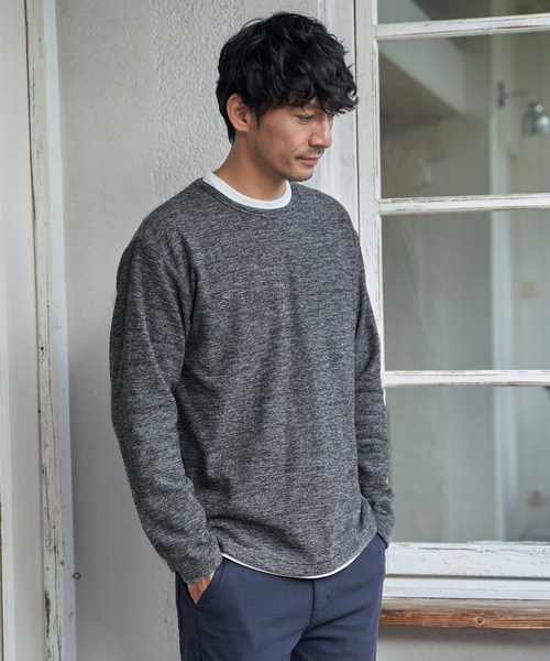 ikka（イッカ）の「【2点セット】メランジ裏起毛インナーセット（アンサンブル・メンズ・ベージュ/ネイビー/ピンク/グリーン/ブラック・M/L/XL/S）」の6枚目の写真