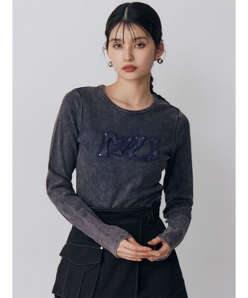 MURUA（ムルーア）の「パッチロゴフェードトップス（Tシャツ/カットソー・レディース・ネイビー/ブラウン/ブラック・FREE）」の14枚目の写真