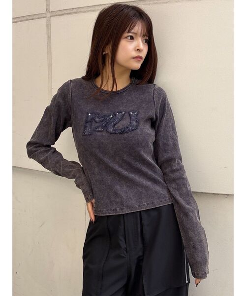 MURUA（ムルーア）の「パッチロゴフェードトップス（Tシャツ/カットソー・レディース・ネイビー/ブラウン/ブラック・FREE）」の15枚目の写真