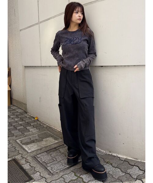 MURUA（ムルーア）の「パッチロゴフェードトップス（Tシャツ/カットソー・レディース・ネイビー/ブラウン/ブラック・FREE）」の18枚目の写真