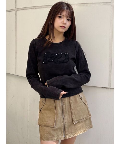 MURUA（ムルーア）の「パッチロゴフェードトップス（Tシャツ/カットソー・レディース・ネイビー/ブラウン/ブラック・FREE）」の22枚目の写真