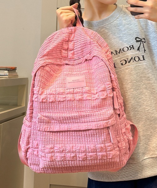 pyornim(ピョルニム)の「【A4サイズ対応】大容量 ぽこぽこリュック バックパック 軽量/通勤/通学(バックパック/リュック・レディース・ホワイト/ピンク/ブラウン/ブルー・F)」の5枚目の写真