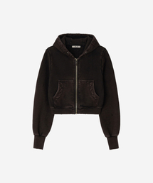 BLR（ビーエルアール）の「Grunge punched washing hoodie zip-up Brown (W)（パーカー）」