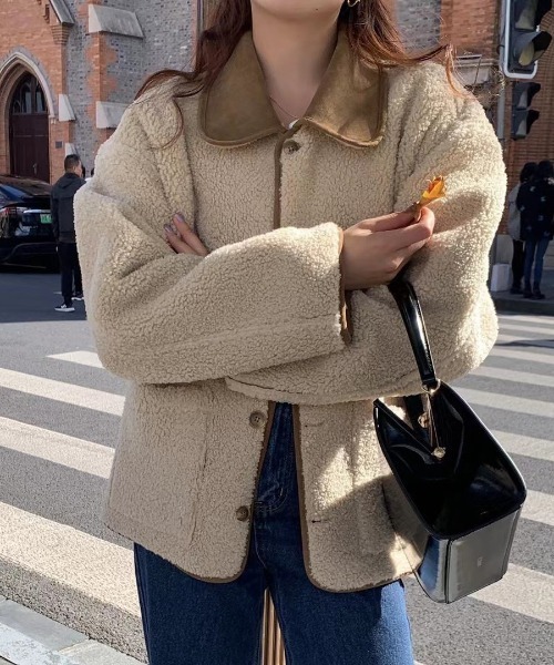 FREE STYLISTS(フリー スタイリスト)の「YUGA_YGMC 2-way suede-like boa coat(テーラードジャケット・レディース・キャメル/ブラウン・FREE)」の19枚目の写真