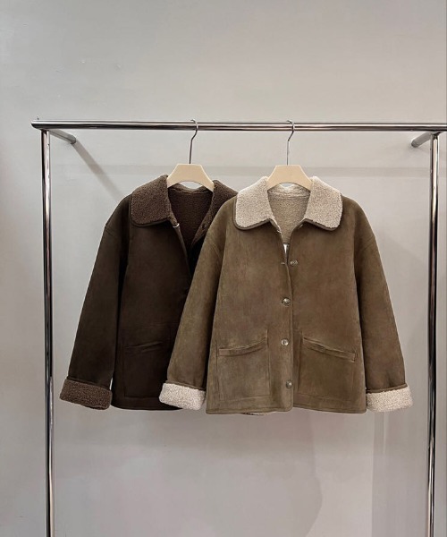 FREE STYLISTS(フリー スタイリスト)の「YUGA_YGMC 2-way suede-like boa coat(テーラードジャケット・レディース・キャメル/ブラウン・FREE)」の10枚目の写真