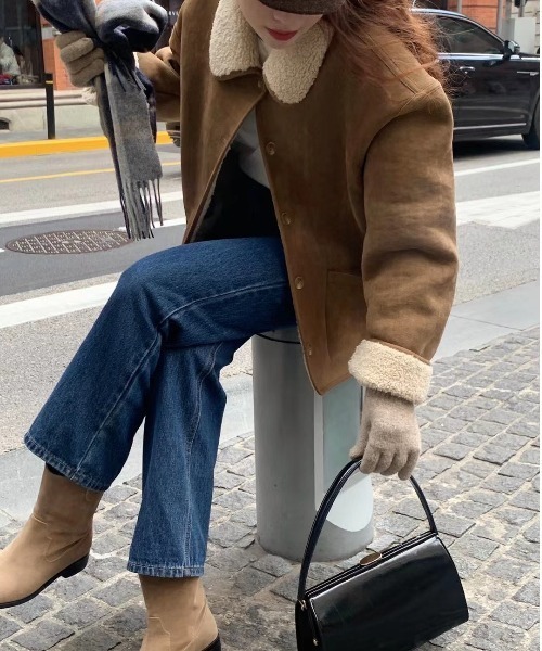 FREE STYLISTS(フリー スタイリスト)の「YUGA_YGMC 2-way suede-like boa coat(テーラードジャケット・レディース・キャメル/ブラウン・FREE)」の16枚目の写真