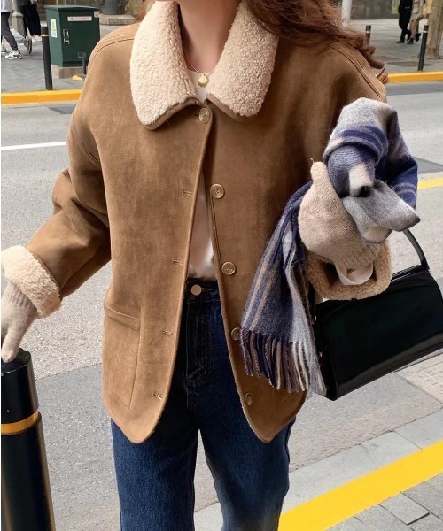 FREE STYLISTS(フリー スタイリスト)の「YUGA_YGMC 2-way suede-like boa coat(テーラードジャケット・レディース・キャメル/ブラウン・FREE)」の13枚目の写真