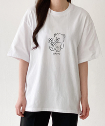 WISSY（ウィッシー）の「フラワーベア 半袖Tシャツ (WS022) ホワイト（Tシャツ/カットソー）」