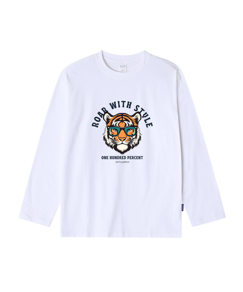 OHP(ワンハンドレッドパーセント)の「OHPxGOODD4 ノードタイガー ベーシック 長袖Tシャツ(Tシャツ/カットソー・メンズ・ホワイト/ブラック・MEDIUM/LARGE/X-LARGE/XX-LARGE)」の1枚目の写真