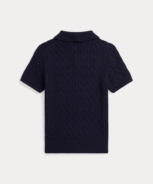 POLO RALPH LAUREN CHILDRENSWEAR(ポロ ラルフ ローレン チルドレンズウェア)の「ケーブルニット コットン ポロカラー セーター(ニット/セーター・キッズ・ネイビー系1・L/XL/S/M)」の4枚目の写真