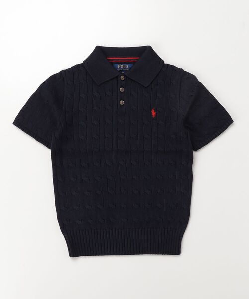 POLO RALPH LAUREN CHILDRENSWEAR(ポロ ラルフ ローレン チルドレンズウェア)の「ケーブルニット コットン ポロカラー セーター(ニット/セーター・キッズ・ネイビー系1・L/XL/S/M)」の3枚目の写真