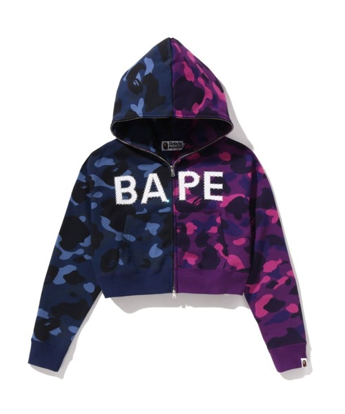 A BATHING APE(アベイシングエイプ)の「CRYSTAL LOGO COLOR CAMO HALF FULL ZIP HOODIE(パーカー・レディース・パープル・MEDIUM/SMALL)」の1枚目の写真