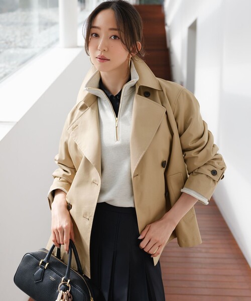 23区(ニジュウサンク)の「エアータンブラー TCギャバジン ハーフコート(その他アウター・レディース・黄土色系/ネイビー系/ベージュ系・40/38)」の2枚目の写真