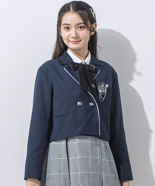 ZIDDY(ジディ)の「【 ニコ☆プチ 掲載 】短丈ジャケット(140~160cm)(テーラードジャケット・キッズ・ネイビー・140cm/150cm/FREE)」の1枚目の写真