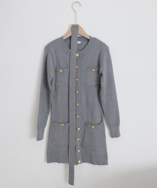 Miniministore(ミニミニストア)の「ミニニットワンピース ゴールドボタン上品(ワンピース・レディース・ブラック/グレー・FREE)」の9枚目の写真