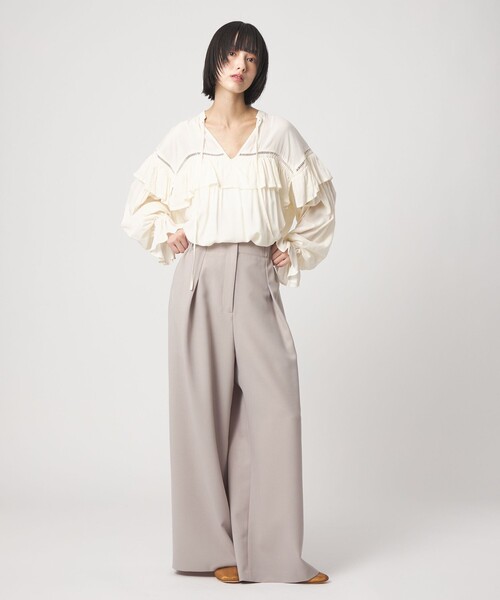 EMMEL REFINES(エメルリファインズ)の「<EMMEL REFINES>EM ハシゴレース フリル ブラウス(シャツ/ブラウス・レディース・ライム/オフホワイト/クリーム・FREE)」の6枚目の写真