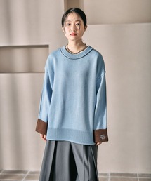 LEPSIM | 5ゲージ袖配色ロゴプルオーバー 634215(ニット/セーター)