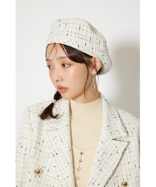 rienda（リエンダ）の「ツイードベレー 春服（ハンチング/ベレー帽・レディース・ブラック/ホワイト・FREE）」の3枚目の写真