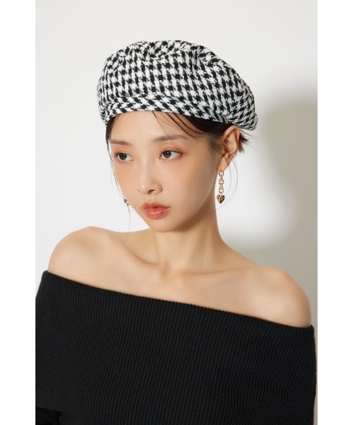 rienda（リエンダ）の「ツイードベレー 春服（ハンチング/ベレー帽・レディース・ブラック/ホワイト・FREE）」の12枚目の写真