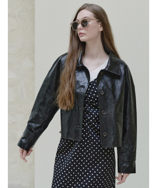 AVANT-G(アバン)の「Fake Leather Trucker Jacket - black(ライダースジャケット・レディース・その他・FREE)」の2枚目の写真