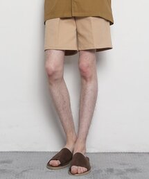 メンズベーシックコットンスパンバンディング綿ショートパンツベージュ