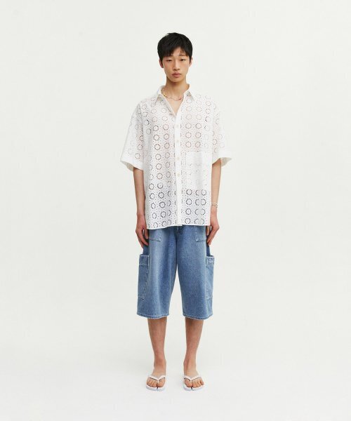 FROM ARLES（フロムアルル）の「ボヘミアンヴィンテージレース半袖シャツ（シャツ/ブラウス・メンズ・ホワイト・L）」の2枚目の写真