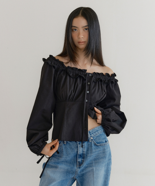 LUCIR ZU(ルシールズ)の「Benjamin Frill Lace Blouse (black)(シャツ/ブラウス・レディース・その他・FREE)」の1枚目の写真