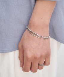 DRAW FIT（ドローフィット）の「レイヤードチェーンサージカルブレスレット[SILVER]（ブレスレット）」