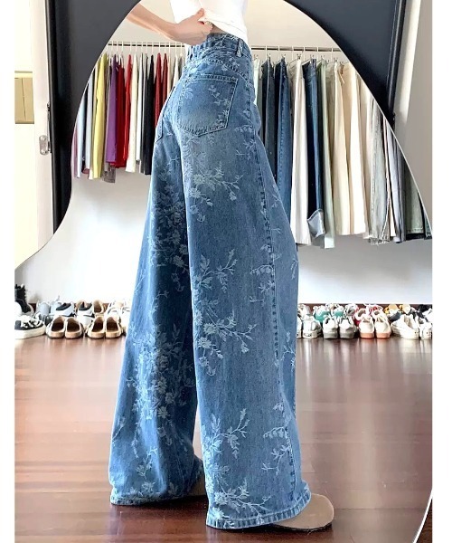 SHEENA(シーナ)の「フラワージャガードデニムワイドパンツ(デニムパンツ・レディース・ブルー・L/M/S)」の15枚目の写真