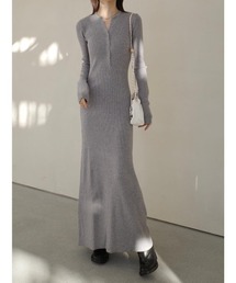 amel（エイメル）の「ヘンリーネックリブニットロングドレス / グレー（ワンピース）」