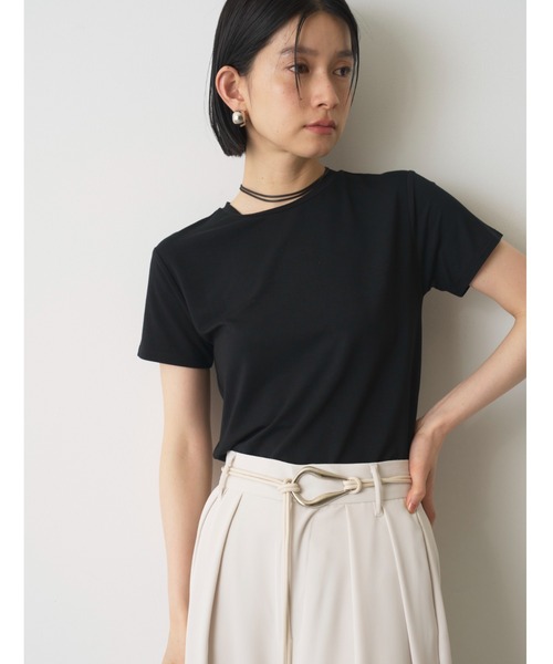 AIC.(エーアイシー)の「ベーシックコンパクトTシャツ/接触冷感/抗菌防臭/UVカット(Tシャツ/カットソー・レディース・オフホワイト/ブラック/チャコールグレー・FREE)」の2枚目の写真