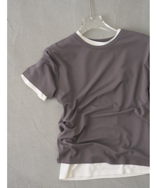 AIC.(エーアイシー)の「ベーシックコンパクトTシャツ/接触冷感/抗菌防臭/UVカット(Tシャツ/カットソー・レディース・オフホワイト/ブラック/チャコールグレー・FREE)」の5枚目の写真