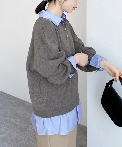 reca(レカ)の「レイヤード風シャツドッキングニット(ニット/セーター・レディース・グレー系その他/ブラック/グレー・FREE)」の9枚目の写真