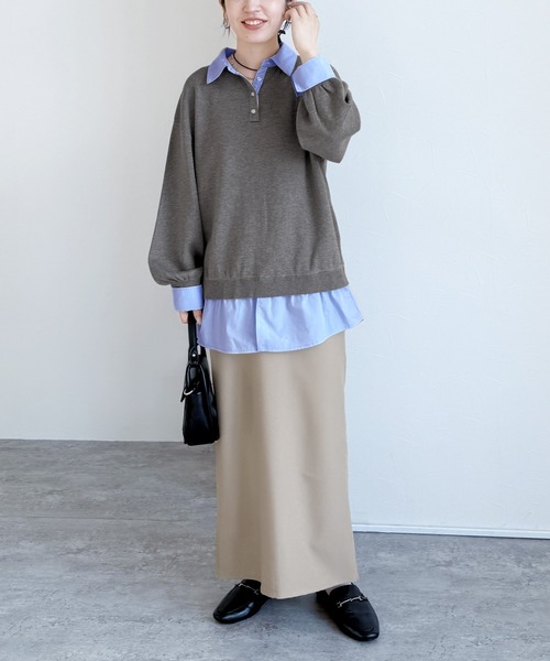 reca(レカ)の「レイヤード風シャツドッキングニット(ニット/セーター・レディース・グレー系その他/ブラック/グレー・FREE)」の11枚目の写真