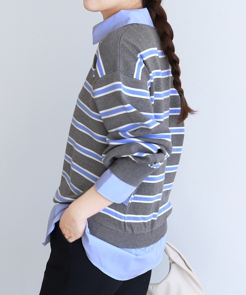 reca(レカ)の「レイヤード風シャツドッキングニット(ニット/セーター・レディース・グレー系その他/ブラック/グレー・FREE)」の17枚目の写真