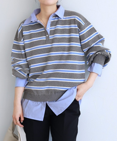 reca(レカ)の「レイヤード風シャツドッキングニット(ニット/セーター・レディース・グレー系その他/ブラック/グレー・FREE)」の18枚目の写真