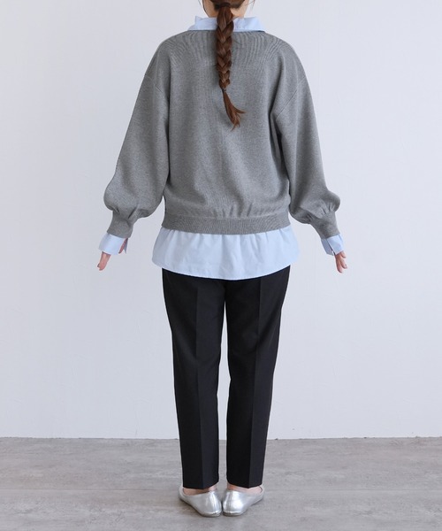 reca(レカ)の「レイヤード風シャツドッキングニット(ニット/セーター・レディース・グレー系その他/ブラック/グレー・FREE)」の21枚目の写真