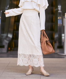 Noble | 《WEB＆一部店舗限定・追加》リバーレースIラインスカート(スカート)