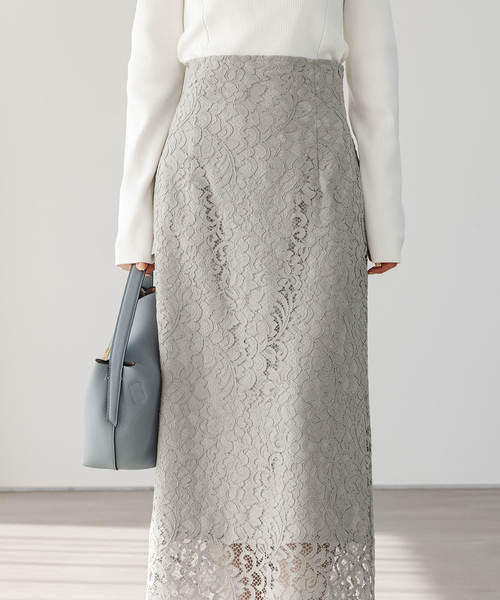 Noble(ノーブル)の「《WEB&一部店舗限定・追加》リバーレースIラインスカート(スカート・レディース・ライトグレー/ホワイト・36/38/40/34)」の22枚目の写真