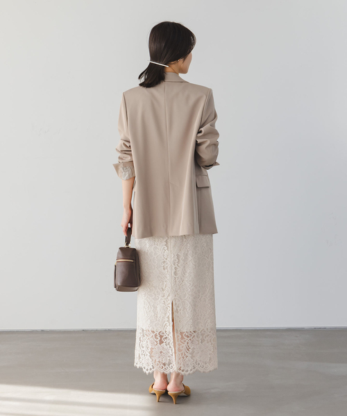 Noble(ノーブル)の「《WEB&一部店舗限定・追加》リバーレースIラインスカート(スカート・レディース・ライトグレー/ホワイト・36/38/40/34)」の6枚目の写真