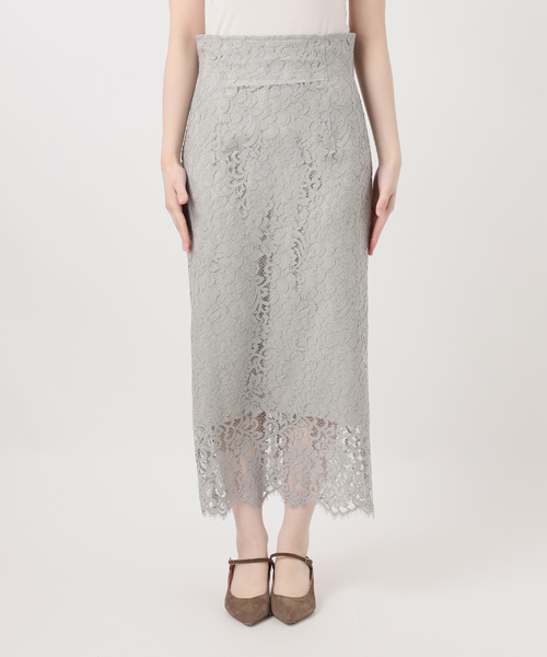 Noble(ノーブル)の「《WEB&一部店舗限定・追加》リバーレースIラインスカート(スカート・レディース・ライトグレー/ホワイト・36/38/40/34)」の7枚目の写真