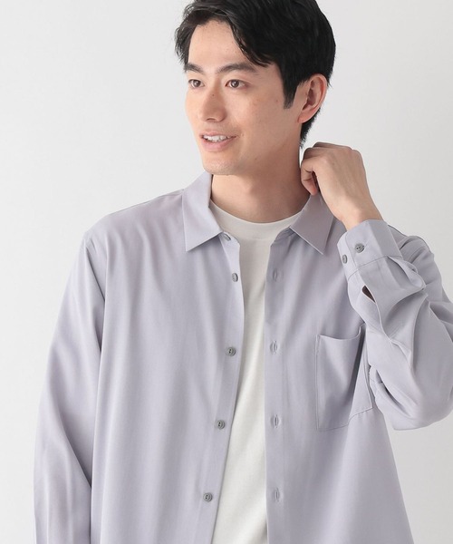 GLOBAL WORK（グローバルワーク）の「サラサマレギュラーシャツ長袖/636452（シャツ/ブラウス・メンズ・モカ/ライトパープル/サックスブルー/グレイッシュベージュ/グリーン/チャコールグレー・X-LARGE/LARGE/MEDIUM/SMALL）」の6枚目の写真