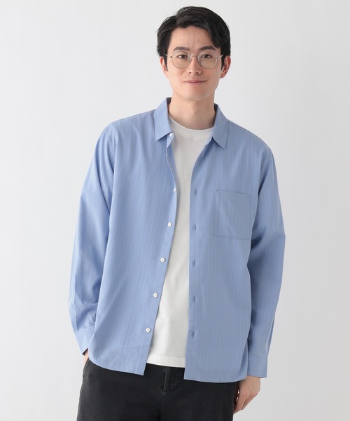 GLOBAL WORK（グローバルワーク）の「サラサマレギュラーシャツ長袖/636452（シャツ/ブラウス・メンズ・モカ/ライトパープル/サックスブルー/グレイッシュベージュ/グリーン/チャコールグレー・X-LARGE/LARGE/MEDIUM/SMALL）」の5枚目の写真