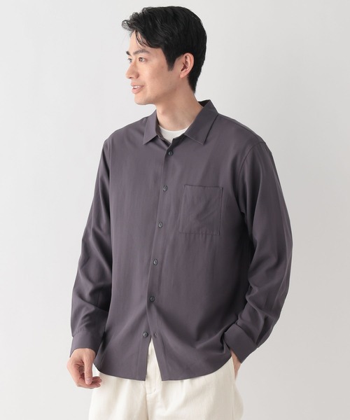 GLOBAL WORK（グローバルワーク）の「サラサマレギュラーシャツ長袖/636452（シャツ/ブラウス・メンズ・モカ/ライトパープル/サックスブルー/グレイッシュベージュ/グリーン/チャコールグレー・X-LARGE/LARGE/MEDIUM/SMALL）」の2枚目の写真