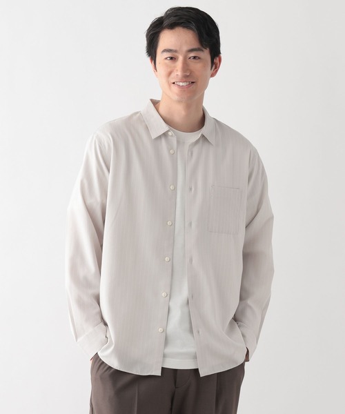 GLOBAL WORK（グローバルワーク）の「サラサマレギュラーシャツ長袖/636452（シャツ/ブラウス・メンズ・モカ/ライトパープル/サックスブルー/グレイッシュベージュ/グリーン/チャコールグレー・X-LARGE/LARGE/MEDIUM/SMALL）」の9枚目の写真