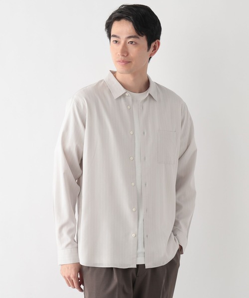 GLOBAL WORK（グローバルワーク）の「サラサマレギュラーシャツ長袖/636452（シャツ/ブラウス・メンズ・モカ/ライトパープル/サックスブルー/グレイッシュベージュ/グリーン/チャコールグレー・X-LARGE/LARGE/MEDIUM/SMALL）」の11枚目の写真