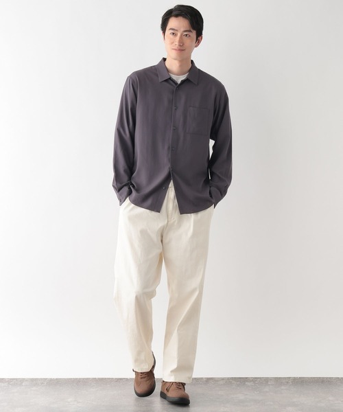 GLOBAL WORK（グローバルワーク）の「サラサマレギュラーシャツ長袖/636452（シャツ/ブラウス・メンズ・モカ/ライトパープル/サックスブルー/グレイッシュベージュ/グリーン/チャコールグレー・X-LARGE/LARGE/MEDIUM/SMALL）」の12枚目の写真